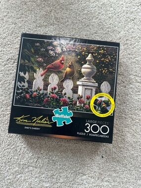 Buffalo David Bitton Puzzle - Red Cardinals on White Fence